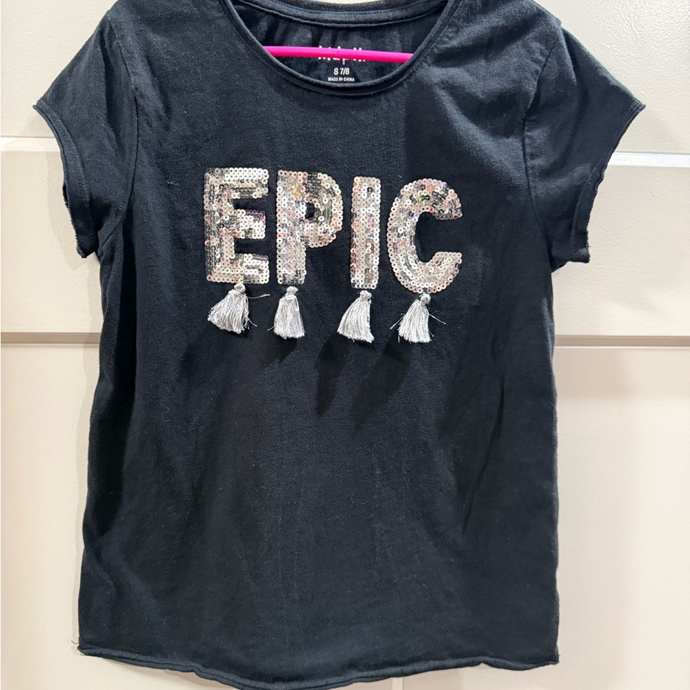 Kidpik Black Sequin 'EPIC' Kids T-Shirt